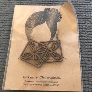 Wood earrings from Thailand